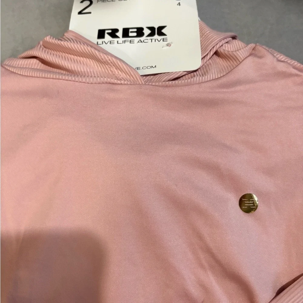 RBX Pink Hooded Top with Gold Accent and side Rouching - Picture 2 of 4